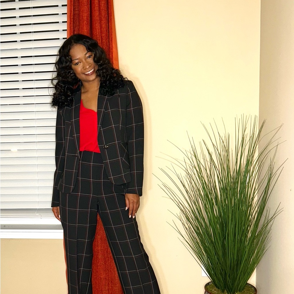 Black Windowpane Suit Pants - Women's Tailored Work Pants